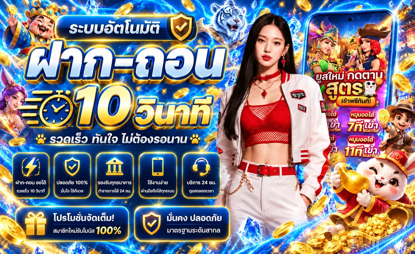 ระบบฝากถอน DK67 พร้อมธีมสีน้ำเงินและทอง